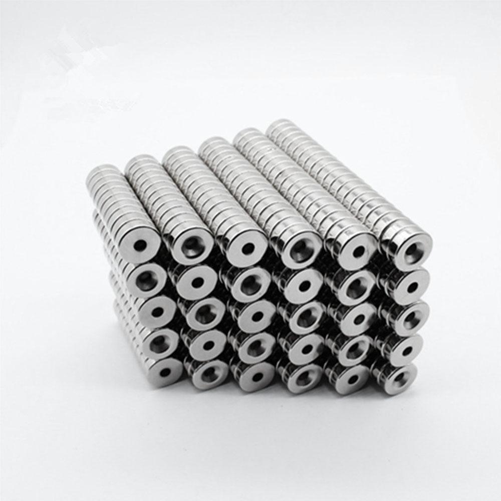 

50Pcs/Set 12 x 4mm Industrial Equipment and DIY Projects Strong Suction Round Shape Hole NdFeB Magnet Type A