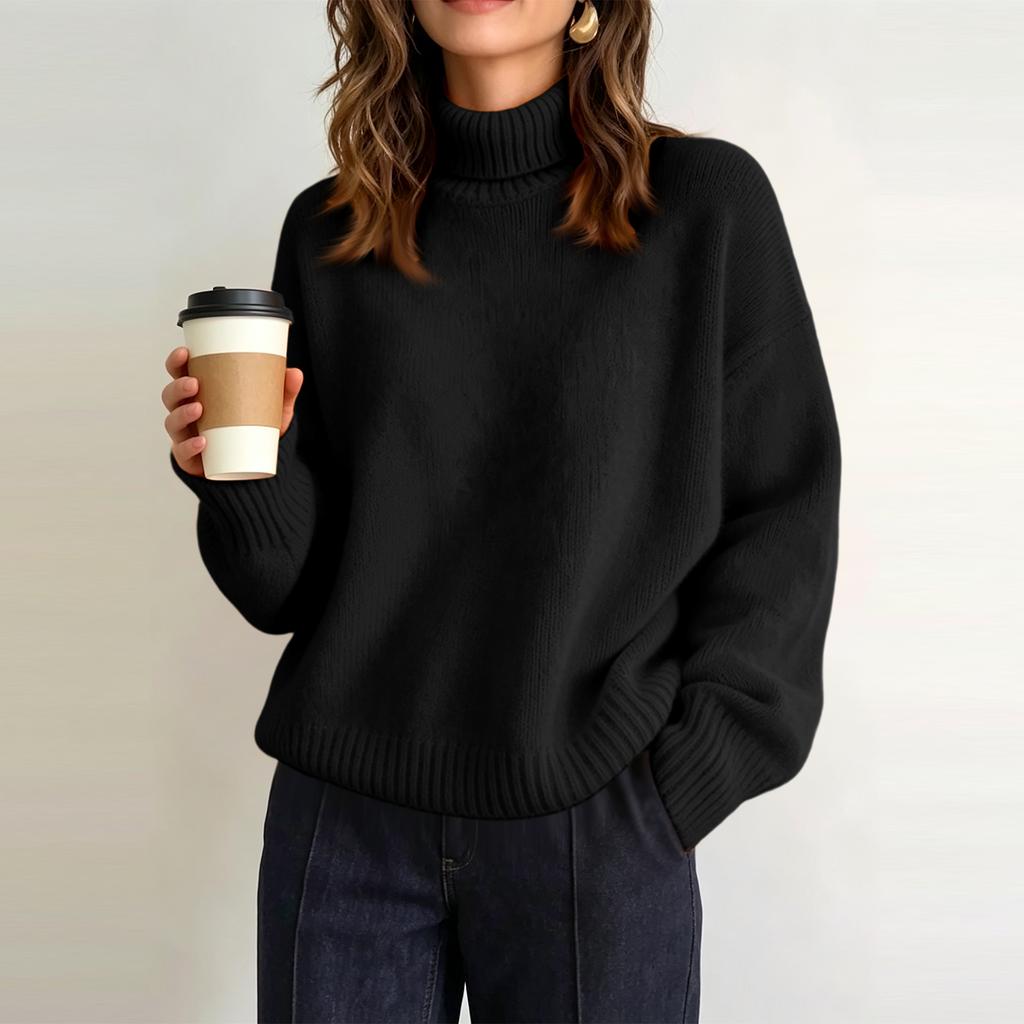Women's Oversized Turtleneck Sweater Casual Loose Fit Knit Pullover Top