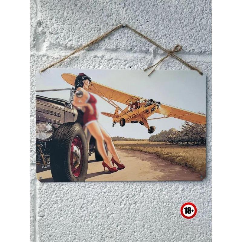 Pin-Up Girl Tin Plates, Garage Workshop Metal Decor 20x30cm