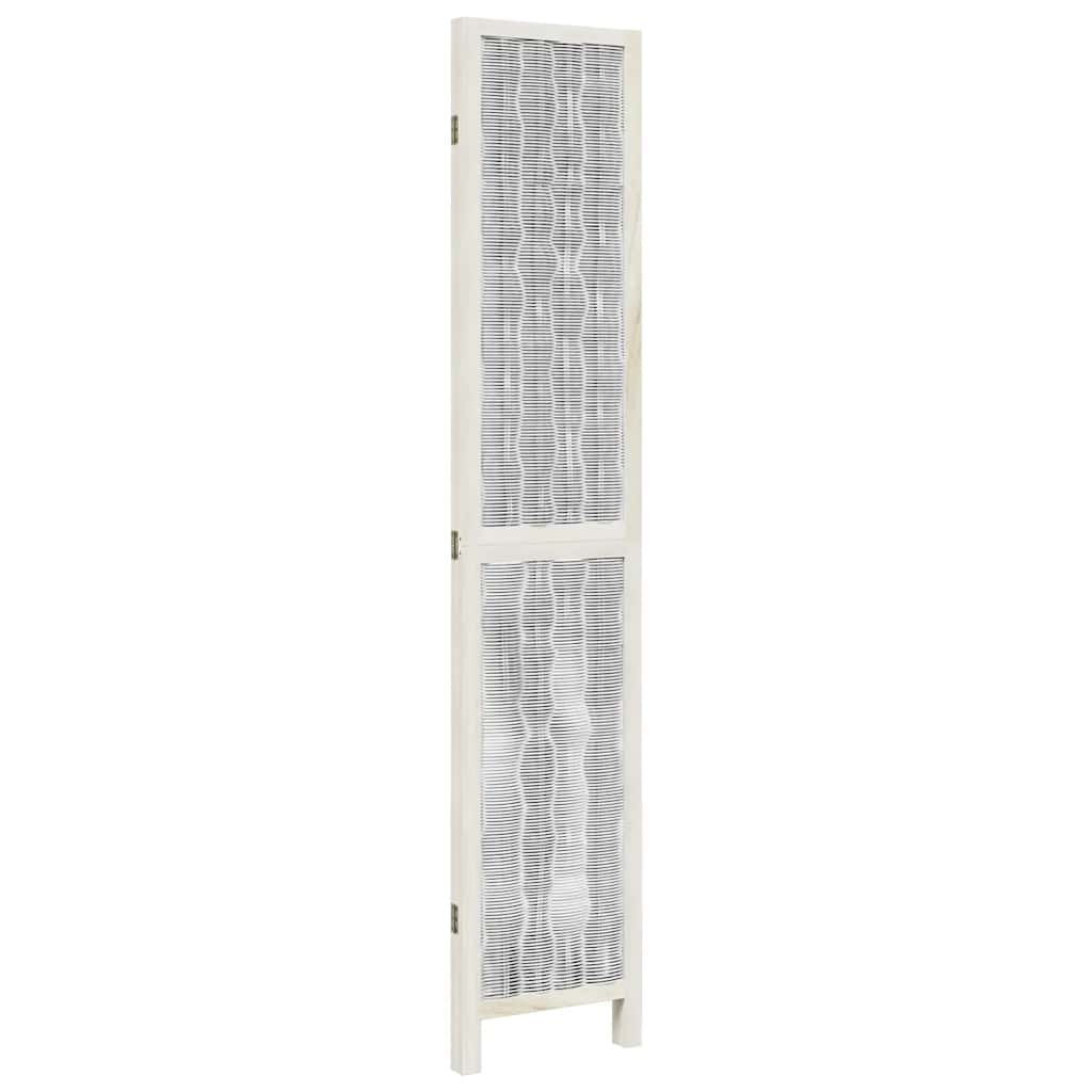 Vidaxl Room Divider, 3-Panel, White, Solid Paulownia Wood