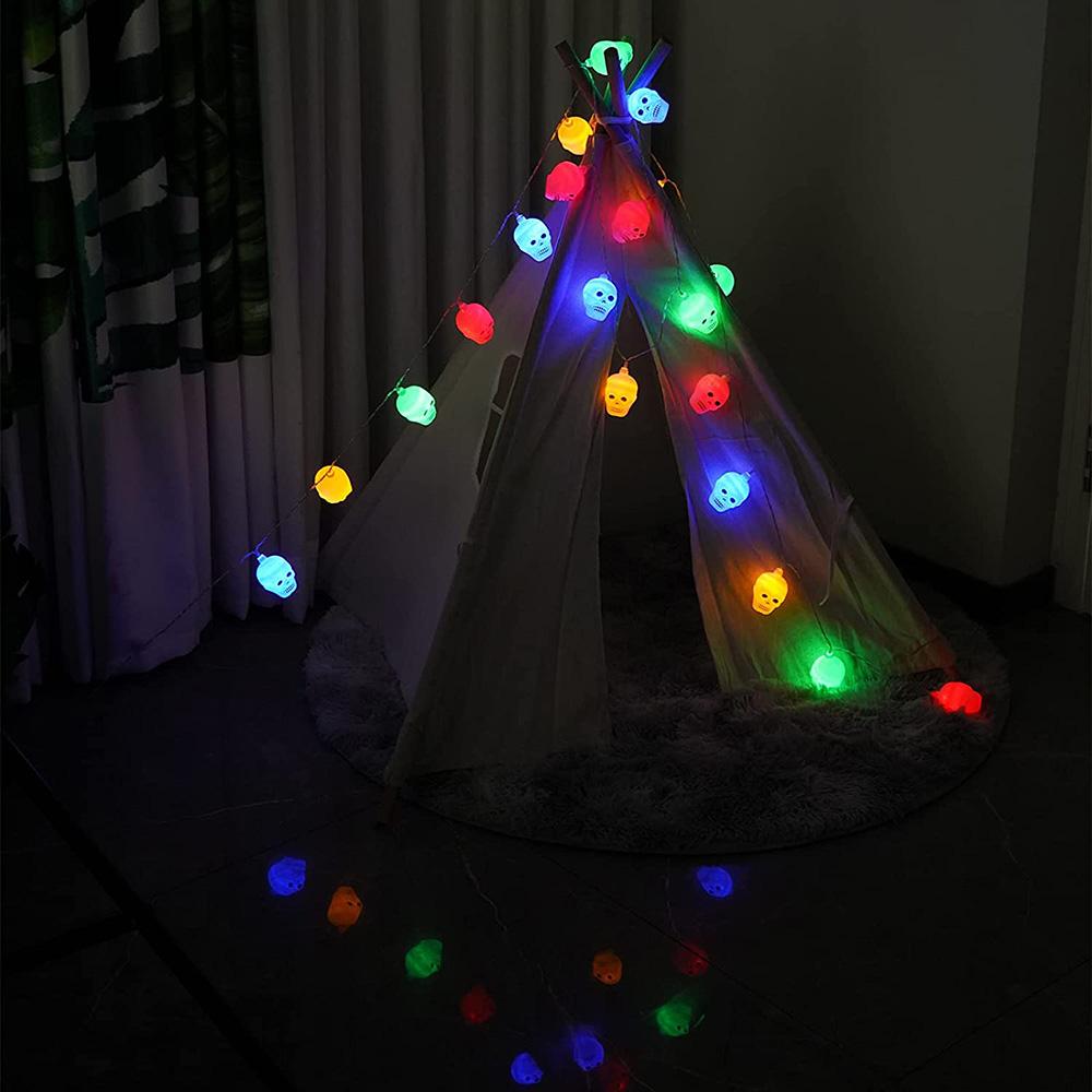 LED-Kürbis-Lichter, Halloween-Party-Dekoration, Totenkopf-Lichterkette, Bar-Fernbedienung