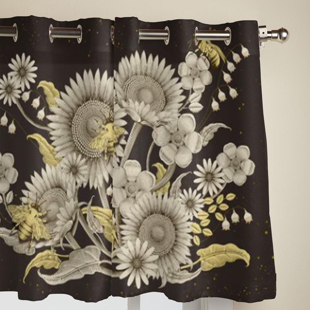 Luksusowa zasłona okienna z motywem pszczół miodnych i kwiatów do salonu, sypialni, dekoracji domu, kuchni, zasłony okienne