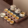 Ruyi Kiln Gongfu Tee-Set, Luxuriöse Porzellan-Teekanne und Tassen mit Tablett, Kompletter Keramik-Service für Zuhause, Elegantes Trockenaufguss-Tablett-Set