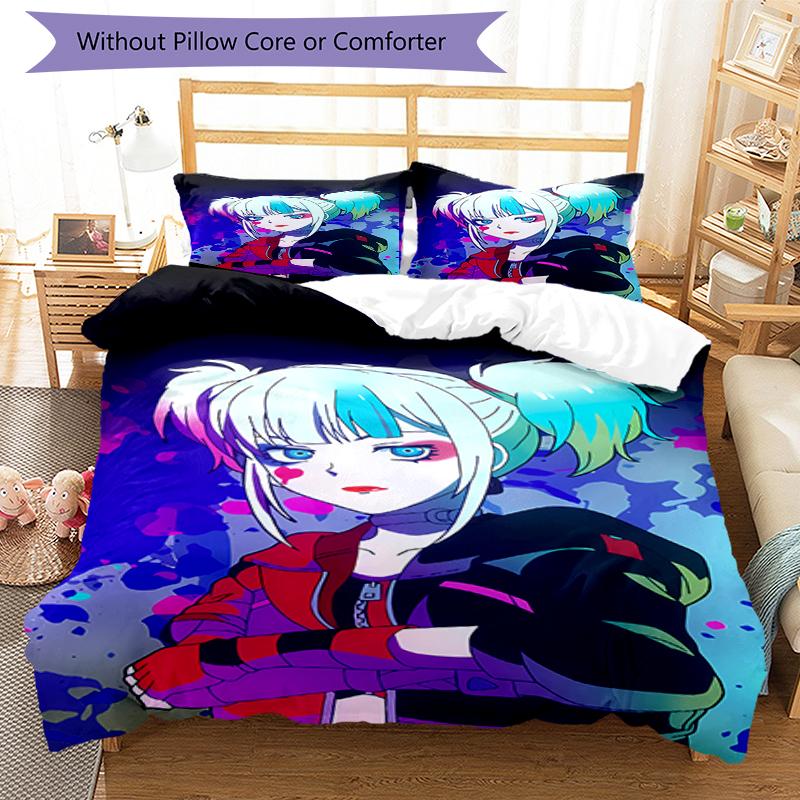 3pcs Harley Quinn Bedding Set Duvet Cover Closure Includes 1 Duvet Cover & 2 Pillowcases, Soft and Comfortable for All Seasons.