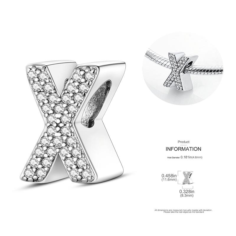 26 A-Z Alphabetperlen Kupfer Liebesbrief-Anhänger Passend für Original 3mm Damenarmband Armreif Cz Zirkonperle DIY Schmuck Geschenk