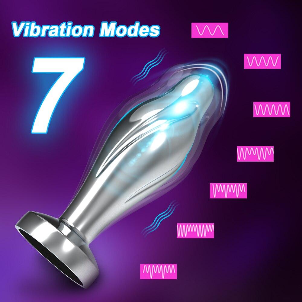 7 Vibrating Modes Anal Plug APP Control Vibrator Stainless Steel Butt Plug for Women Waterproof Anal Sex Toys for Men