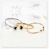 European Stainless Steel Rhinestone Heart Bracelet - Fashionable 16MM Openable Design for Women