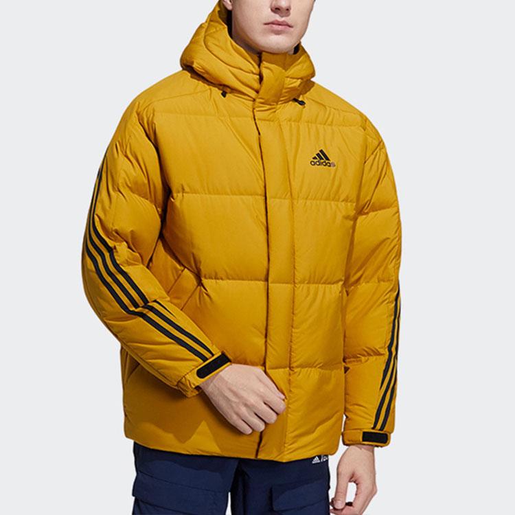 Adidas Puffy Down Jacket with Hood Men Outerwear Yellow H20757