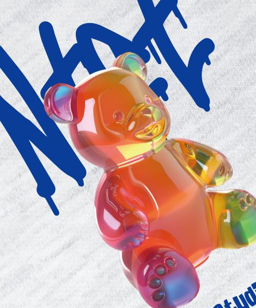 NTET Rainbow Jelly Bear Short Sleeve T-Shirt White Melange