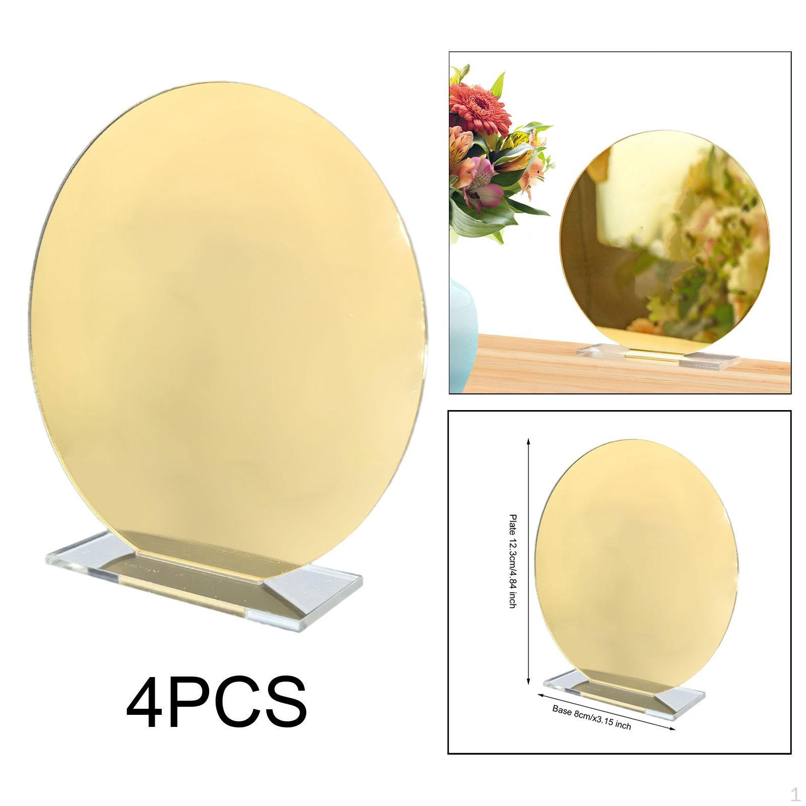 

4 шт. золотые акриловые свадебные таблички листы с основаниями устойчивые к царапинам современный стол Cards 12.3 cm_Round Style