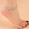 Trendy Double Heart Rhinestone Anklet Bracelet: Versatile, Shiny Beach Jewelry