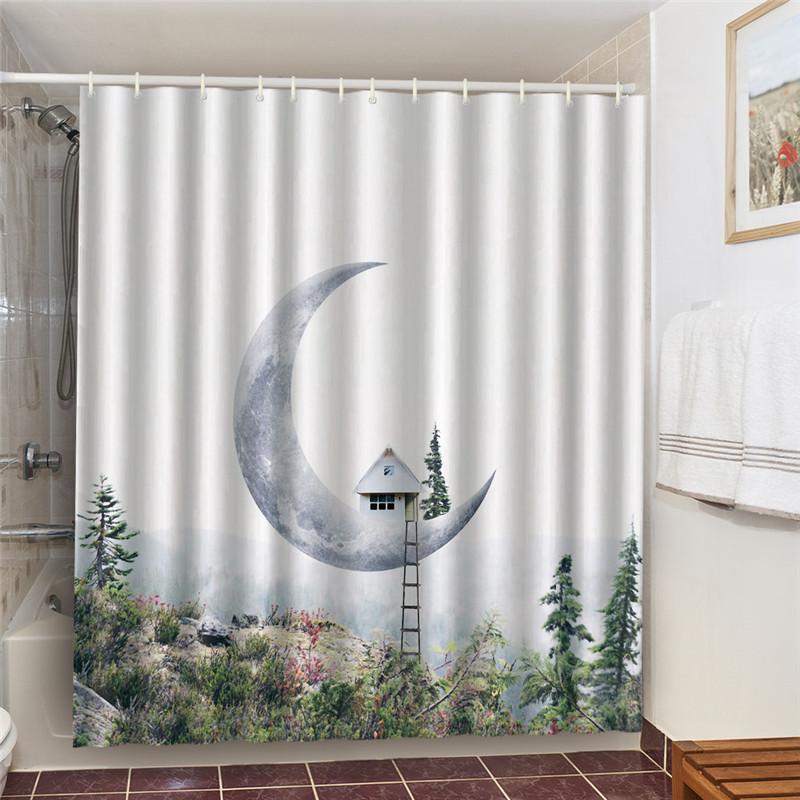 3D Djurtryckta Mörkläggande Duschdraperier För Badrum Strandlandskap Vattentätt Polyester Badkar Dropshipping Grossist