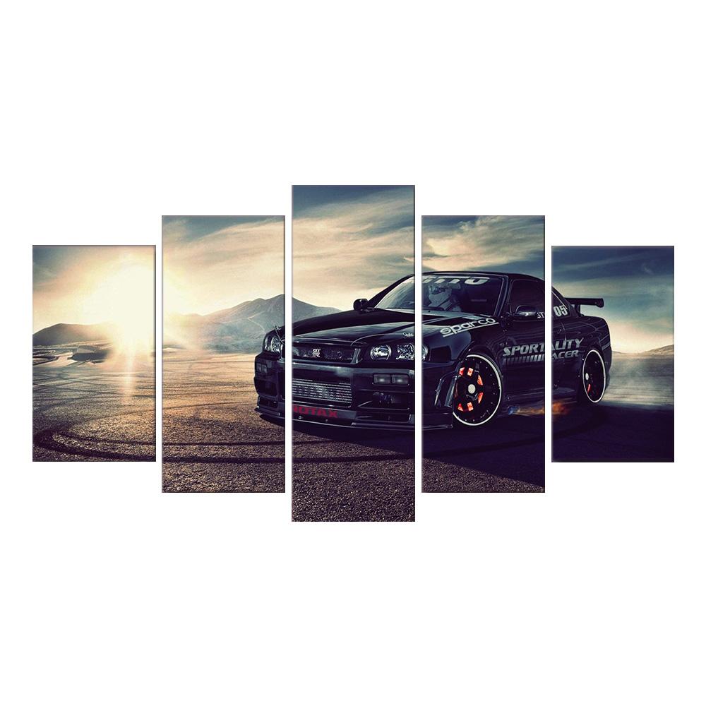 

5 панелей крутой автомобильный пейзаж HD печать современный холст настенное искусство модульная картина на холсте гостиная декоративная модульная рамка для фотографий без рамки 20x35cm*2 20x45cm*2 20x55cm*1