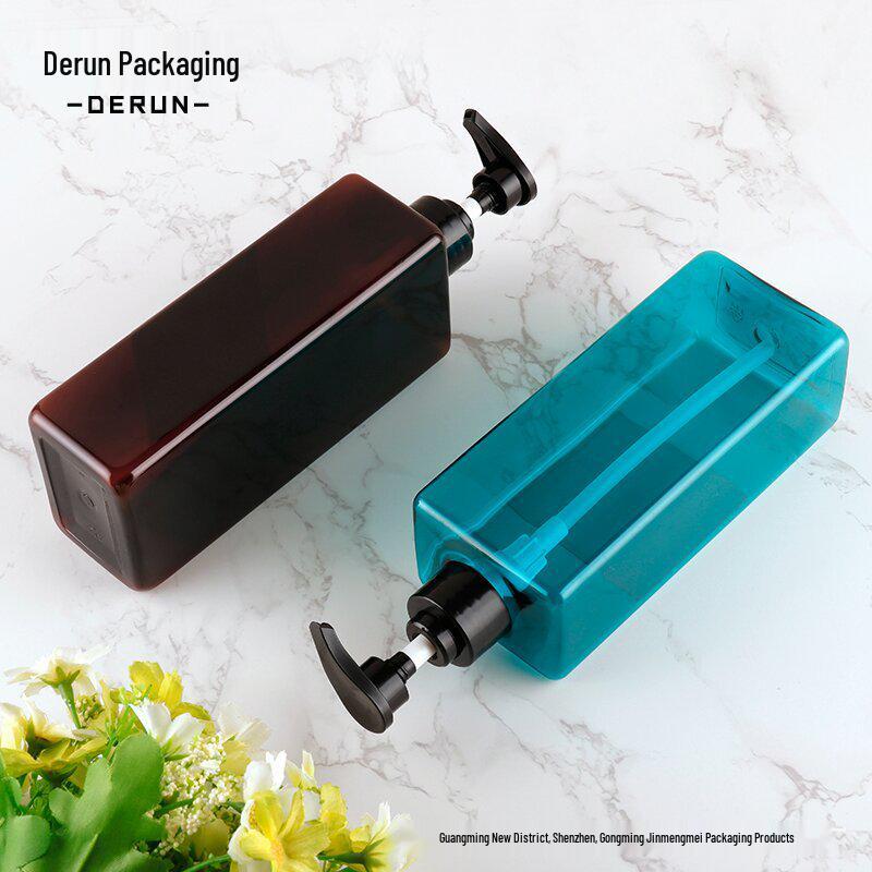 500ml Brown Shampoo & Conditioner Square Refill Bottle with Pump