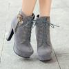Rimocy  New Autumn Ankle Boots For Women Platform High Heels Shoes Woman Buckle Short Booties Casual Faux Suede Footwear