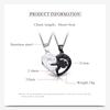 Qixi Valentine's Day Couple Heart Key Patchwork Black & White Matching Necklace