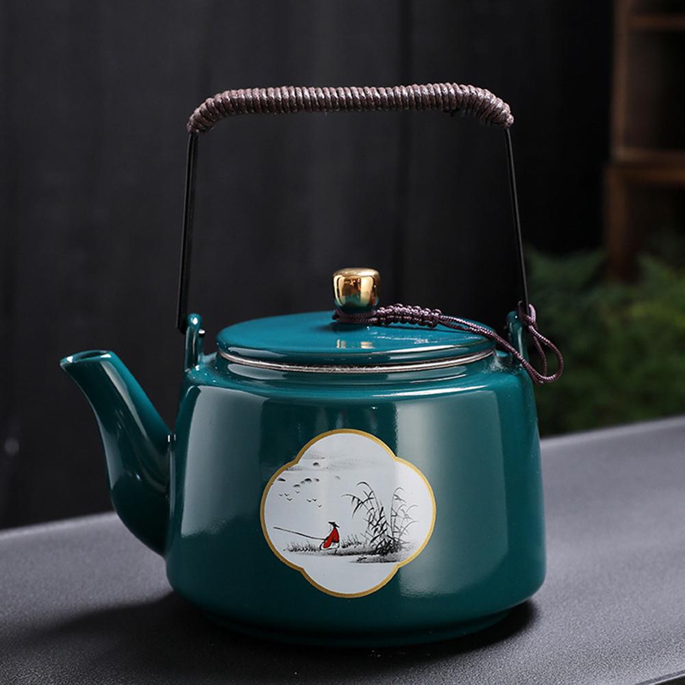 Chinese Ceramic Teapot, Ancient Rhyme Handheld Pot for Brewing Tea, Tea Infuser, Household Tea Kettle, Kung Fu Tea Set, 700ml