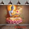 Luxueuse Tapisserie Bouddha Bouddha Accrochage Mural Zen Spirituel Bouddhiste Lotus Illumination Décor d'Art pour Salon Chambre à Coucher