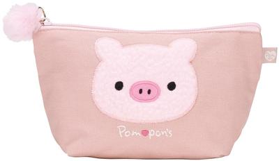 Pochette Plate Skater à Soufflet pour Petits Objets, Motif Cochon de Pompon, ZFP1-A
