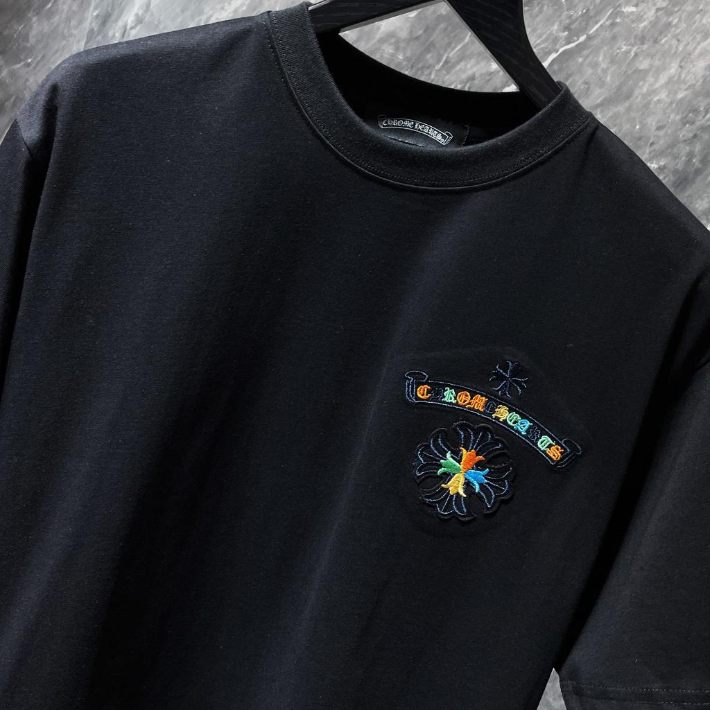 8719 CHROME HEARTS 2025 Verano Nueva Camiseta de Algodón de Alta Calidad con Cuello Redondo Suelta de Talla Grande para Hombre y Mujer Camiseta para Pareja