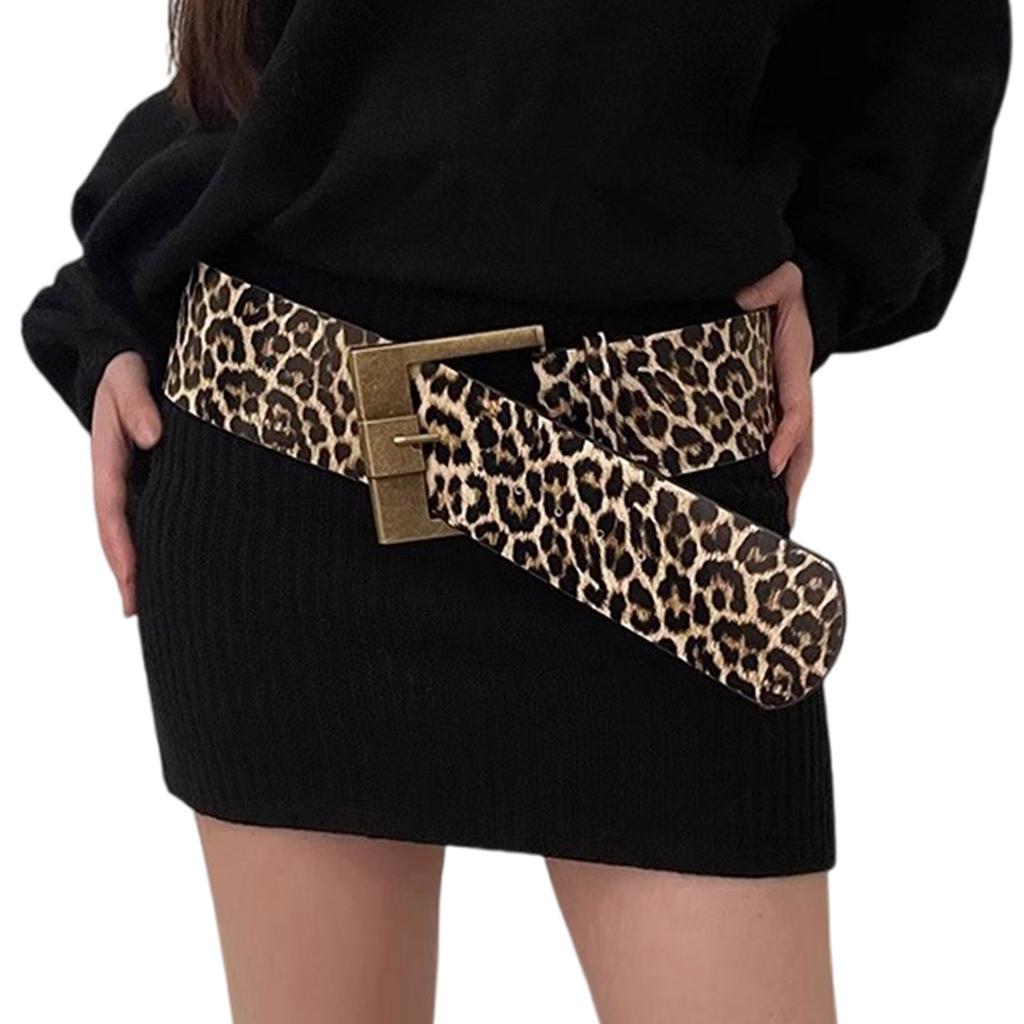 Leopard Print Wide Waist Belt Fashion Adjustable Belt Casual Wear Waist Belt for Men and Women