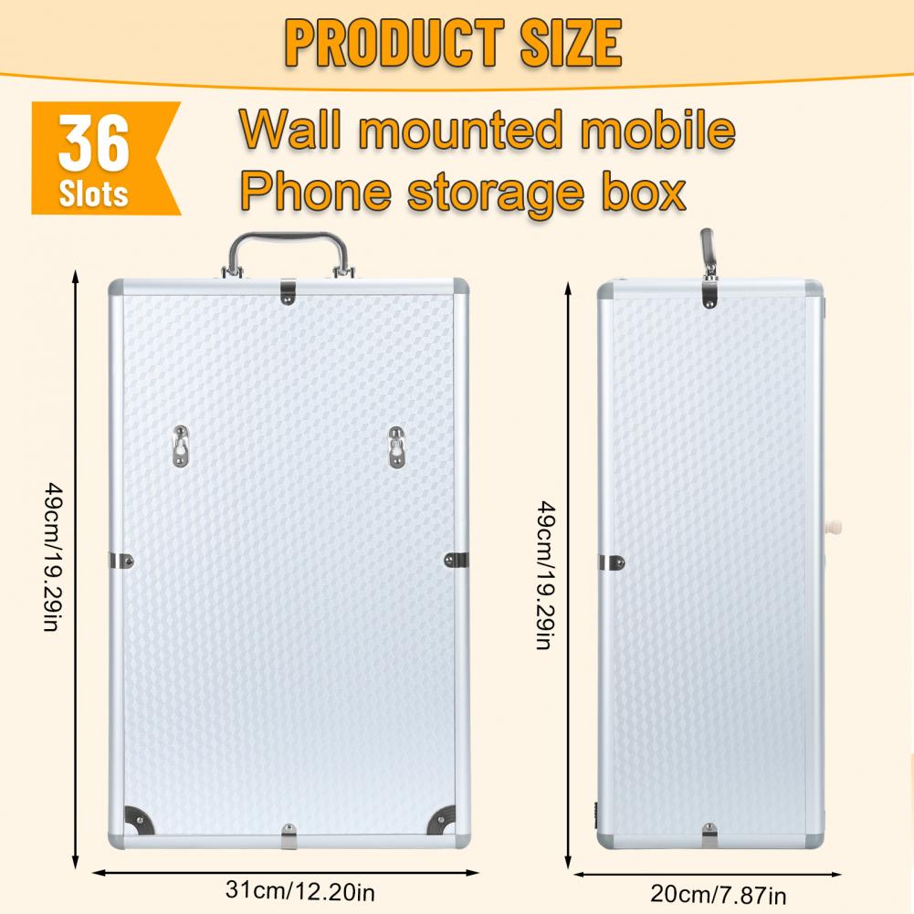 Aluminum Alloy Storage Locker Wall-Mounted Cell Phones Locker Storage Cabinet with Handle and Safety Lock for Office Classroom