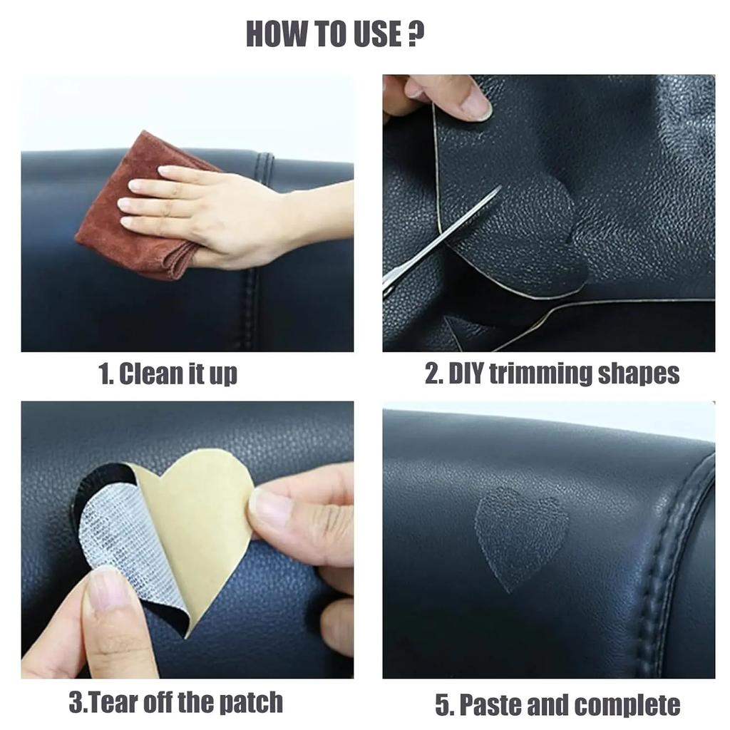 Black Leather Tape Leather DIY Repair Patch Tape Self Adhesive Leather Repair for Furniture Couch Sofa Car Seats Office Use Chair
