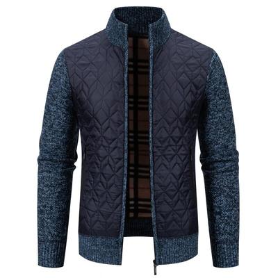 Good Autumn and Winter Men's Casual Stand Collar Sweater Jacket Versatile Plus Velvet Warm Knitted Jacket