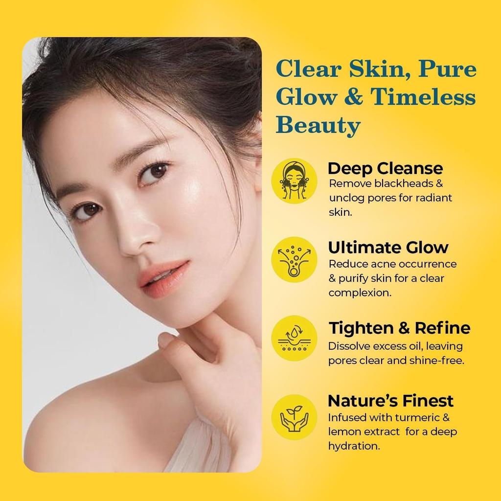 HBKOH Turmeric Cleansing Pads for Dark Spots & Skin Brightening - Vitamin C, Vitamin B5, Chamomile - Foaming Exfoliating Pads for Face - Removes Di
