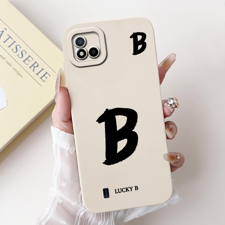 For Realme C11 (2021) Lucky Initial Letter Phone Case For Realme C11 2021 2020 RMX3231 RMX2185 Soft Silicone Shockproof Cases