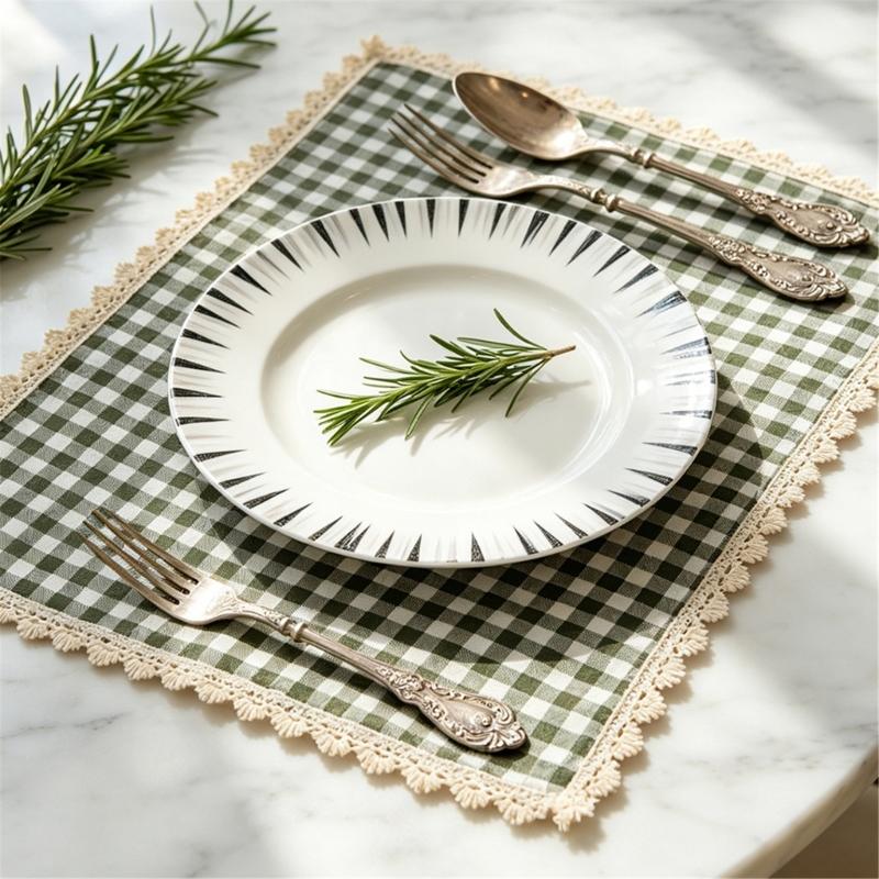 Tovaglietta Rettangolare da Pranzo, Tovaglietta da Tavola in Tessuto a Quadretti 30 X 40 Cm per Posizionamento Individuale dei Posti per i Pasti