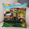 Federa Cuscino Happy Camper Casa Cartone Animato Auto da Viaggio Copricuscino Divano Casa Super Morbida