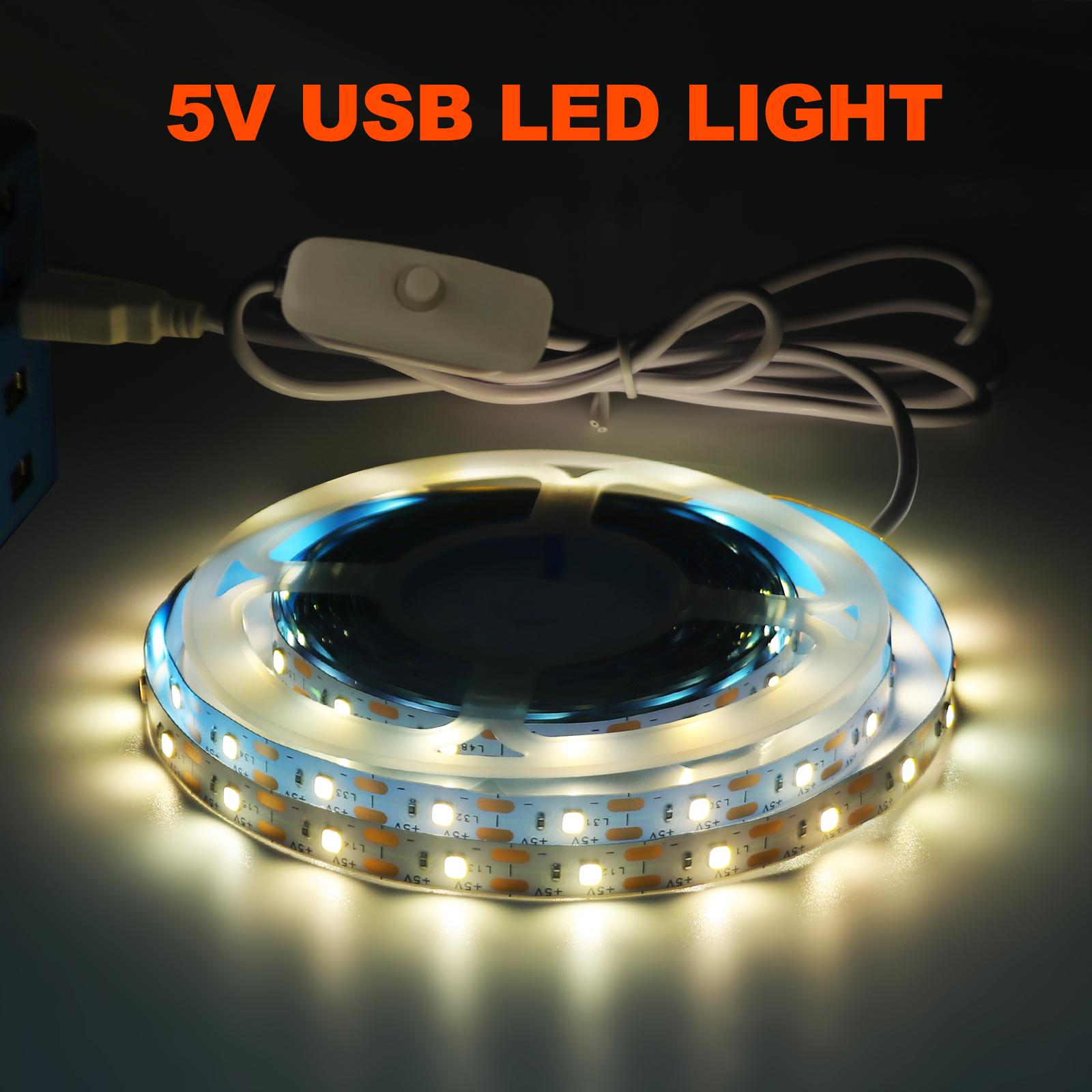 

DC 5V USB LED Strip with ON/OFF Switch SMD 2835 60LEDs/m White Warm White Flexible LED Tape for Kitchen Under Cabinet Light 0.5m теплый белый
