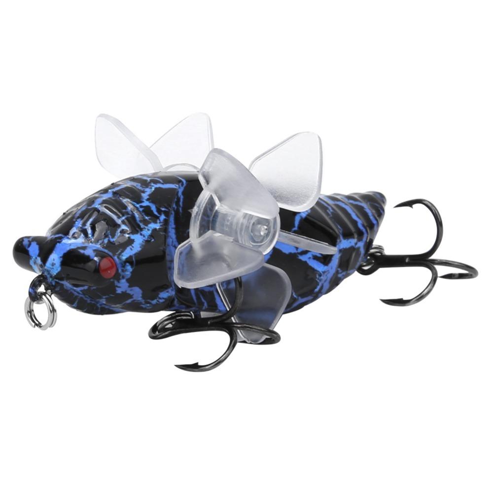 2PCS with RTreble Hook Cicada Fish Catcher 7.5cm Length Artificial Fishing Lure  Lake Fishing