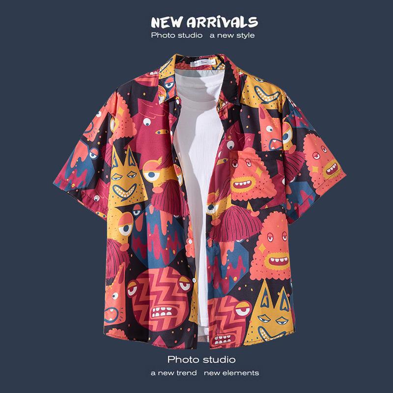 Hot-selling Couple Flower Shirt South East Asia Style Hawaiian Beach Wear Loose Casual Jacket Spot