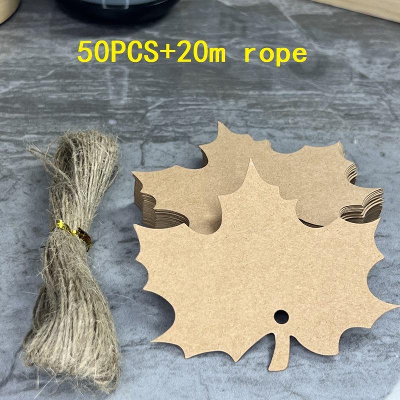 

50 шт. Бирки в форме листа, Бирки для подарков в форме листа, Упаковка для подарков, Бирки в форме кленового листа. Осенний декор из листьев, Осенние листья с веревкой
