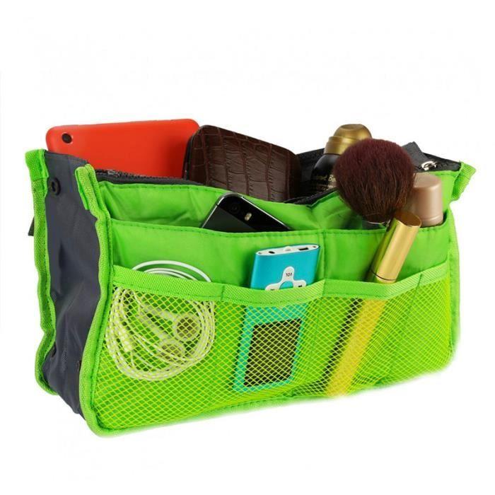 Organisateur de sac à main - SHOP-STORY - Vert - 100% nylon - 13 compartiments - Lavable en machine