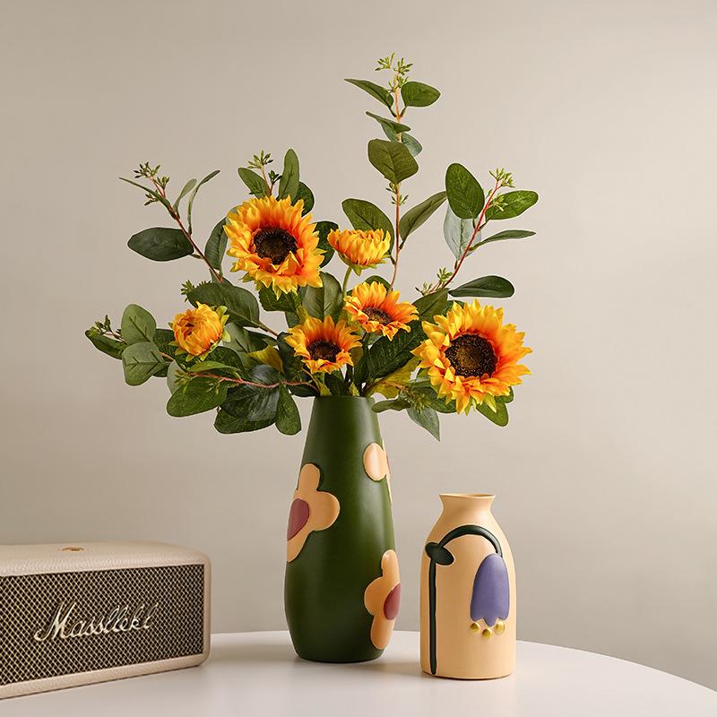 6style Hand-painted Ceramic Vase Living Room Flower Arrangement Creative Home Desktop Decorations Ornaments