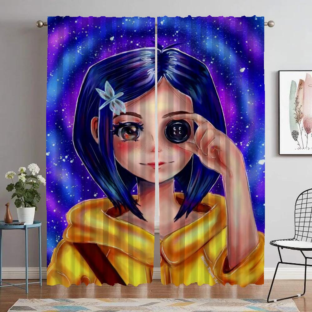 Elegant Room Curtains for Living Room Coralines Window Curtain Partition Shades Halloween Decoration Tulle for Bedroom Kitchen