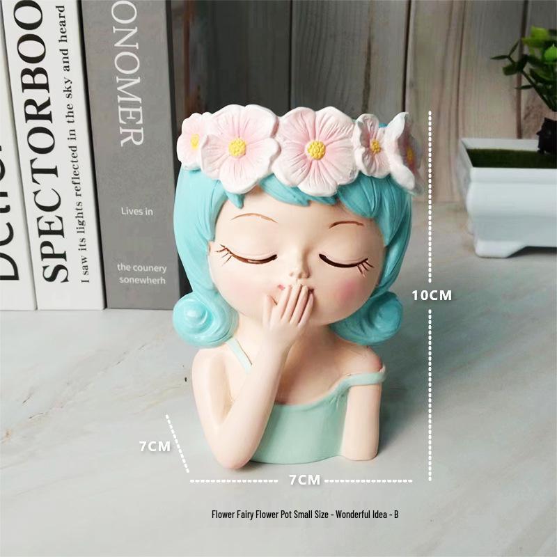 Nordic Style Resin Fairy Flower Pot - Cute Cartoon Succulent Desktop Ornament.