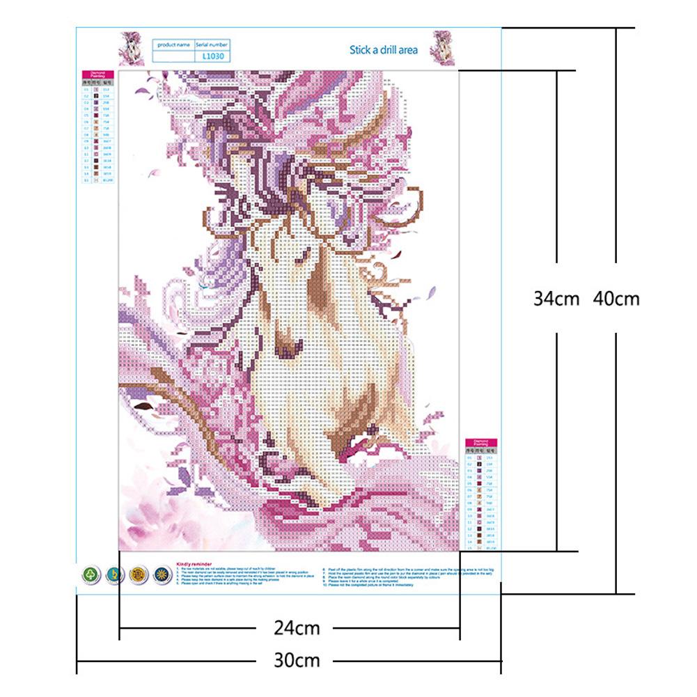 DIY 5D Full Drill Living Room White Horse Tread Wave Cross Stitch Rhinestone Painting