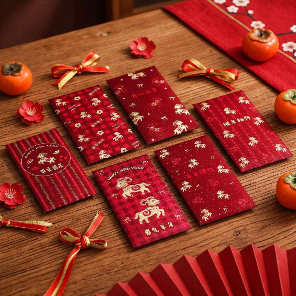 6pcs Paper 2027 Lucky Money Pockets Chinese Style Cash Gift Envelopes Spring Festival
