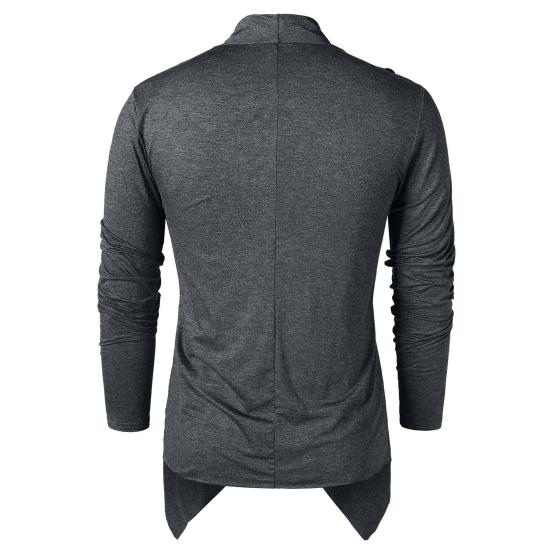 Men Autumn Shirt Vintage Long Sleeves Solid Color Asymmetrical Cardigan Warm Shawl Collar Medieval Breathable Men Autumn Tops for Daily Wear