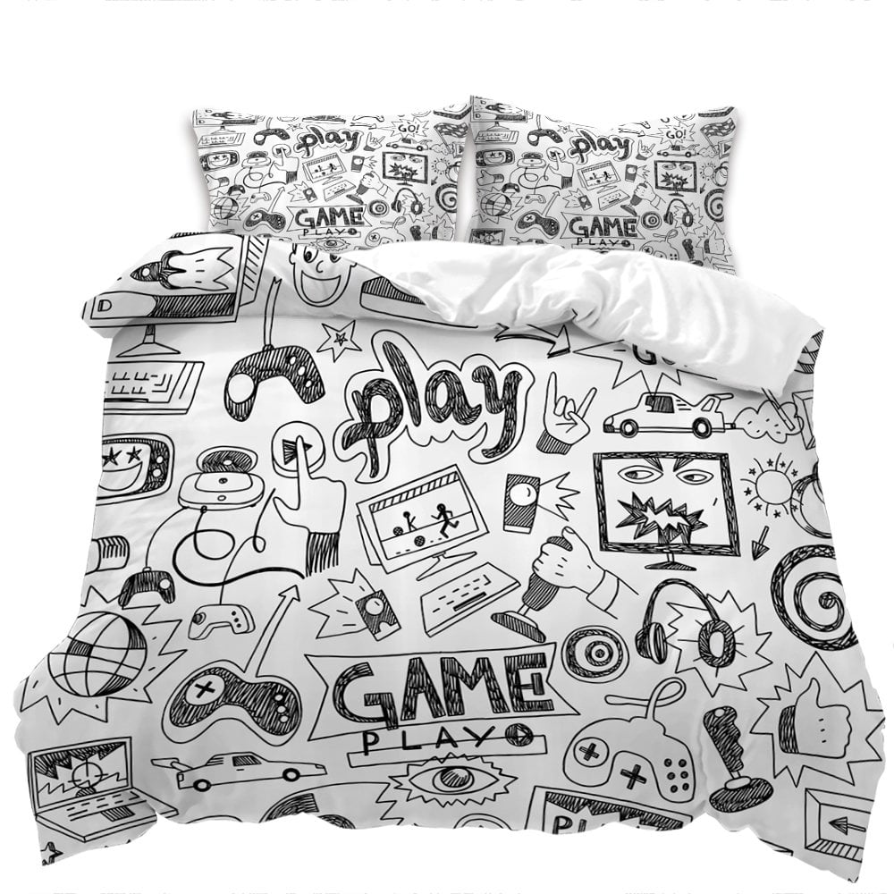 3D Gaming Bedding Set, Game Controller, Down Duvet and Pillowcase, Gamer's Quilt Cover DE135 * 200 Luxury Soft Home Textile