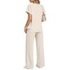 Women Two Piece Set Short Sleeve Top and Long Pants Lounge Wear Casual Sportswear Elastic Waistband