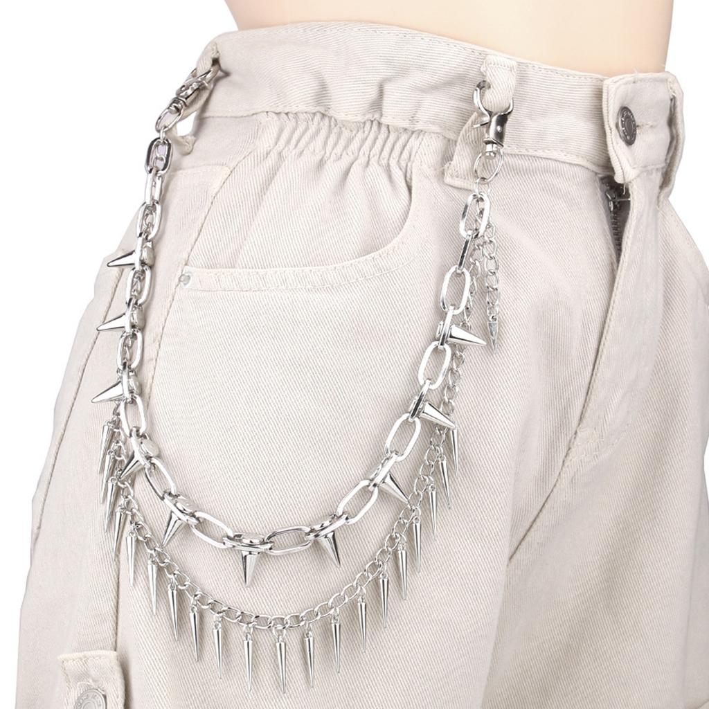 Łańcuch do spodni Punk Łańcuch do dżinsów Portfel Biżuteria Unisex Ozdoba do spodni Estetyczny Łańcuch ze skrzydłami serca na imprezę/do noszenia na co dzień
