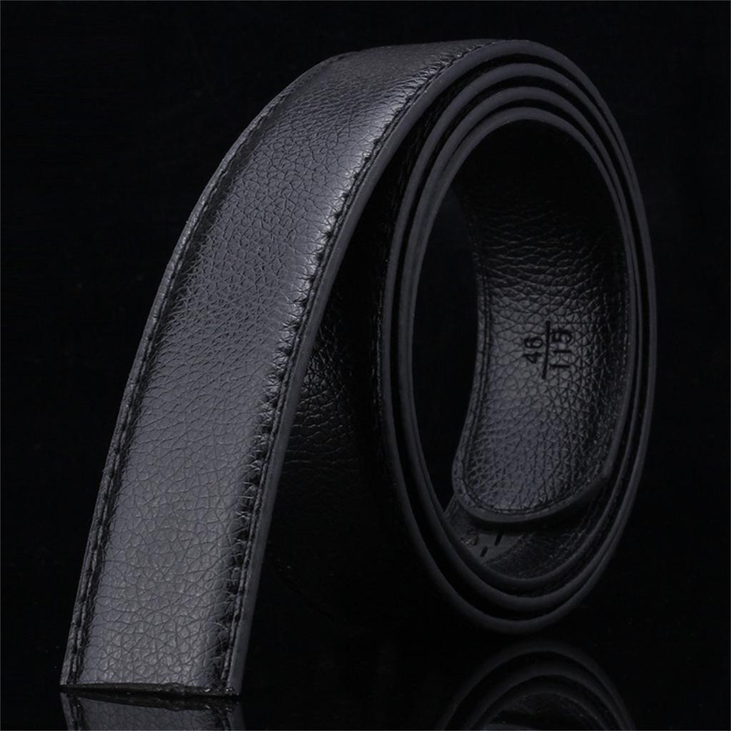 Men's PU Leather Belt Without Buckle for Automatic Buckle Waistband Perfect Fit Black Waist Ornament Waist Cincher