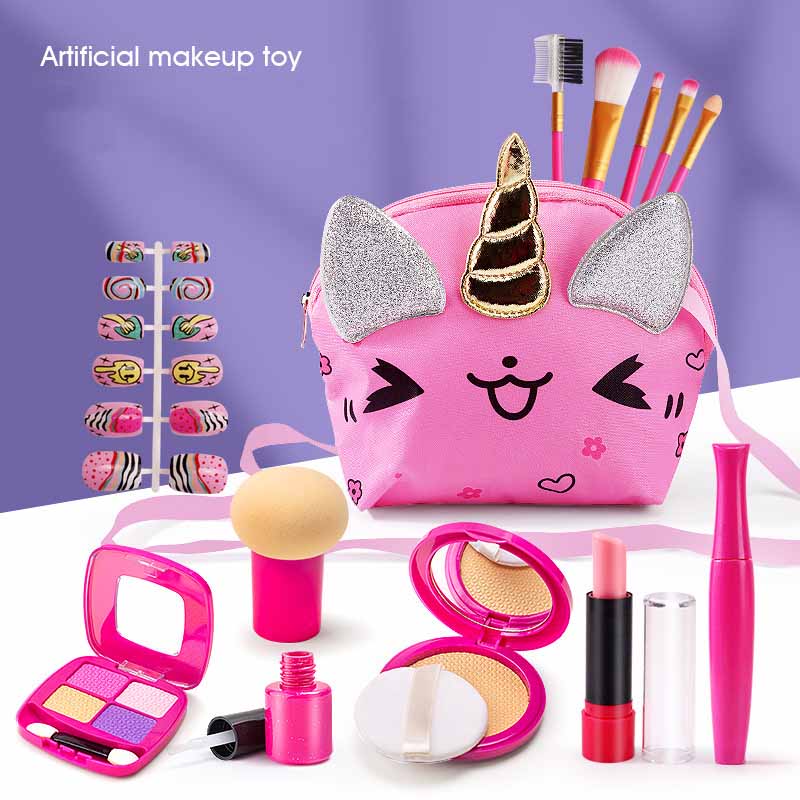 

New Children S Cosmetics Toys Cute Cartoon Unicorn Bag Set Children Play House Toys Simulation Makeup Girls Birthday Gifts