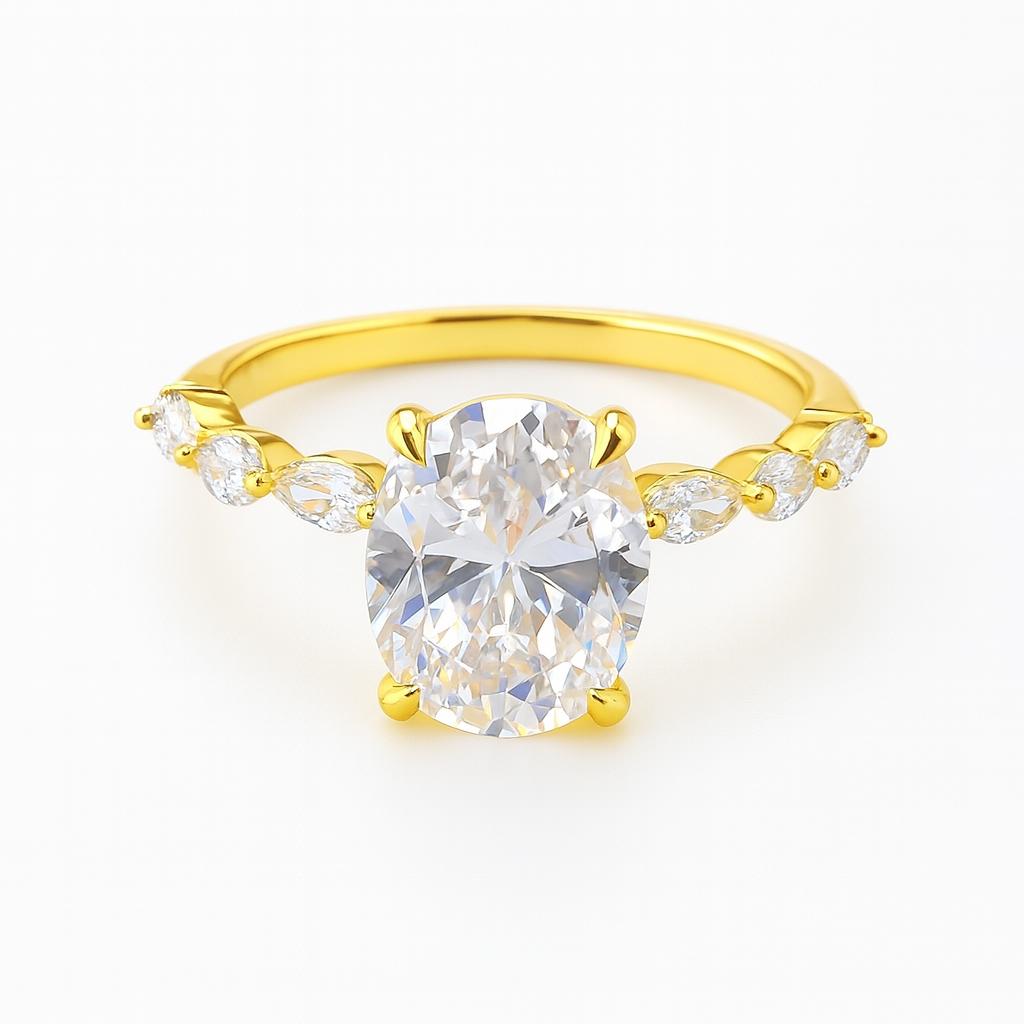 

Помолвочное кольцо с кубическим цирконием овальной огранки, стерлинговое серебро 925 пробы/позолоченное, солитёр, свадебное ювелирное украшение, подарок для женщин K розовый