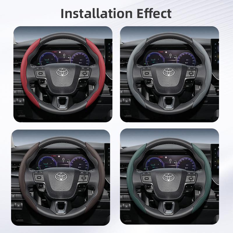 Suitable for Toyota Breathable Hole Leather Steering Wheel Cover Segmented Quick Release Design Non-Slip Durable Chr Yaris Auris Rav4 Corolla Hilu